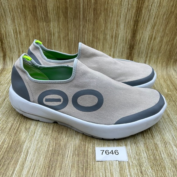 OOFOS OOmg Low Eezee Mens Size 13 Recovery Shoes Tan Grey Slip On Sneakers Shoes